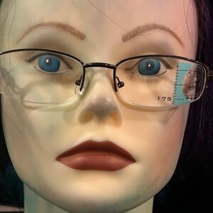 Clear Rimless Reading Glasses 1.75 with Black Bridge Unisex